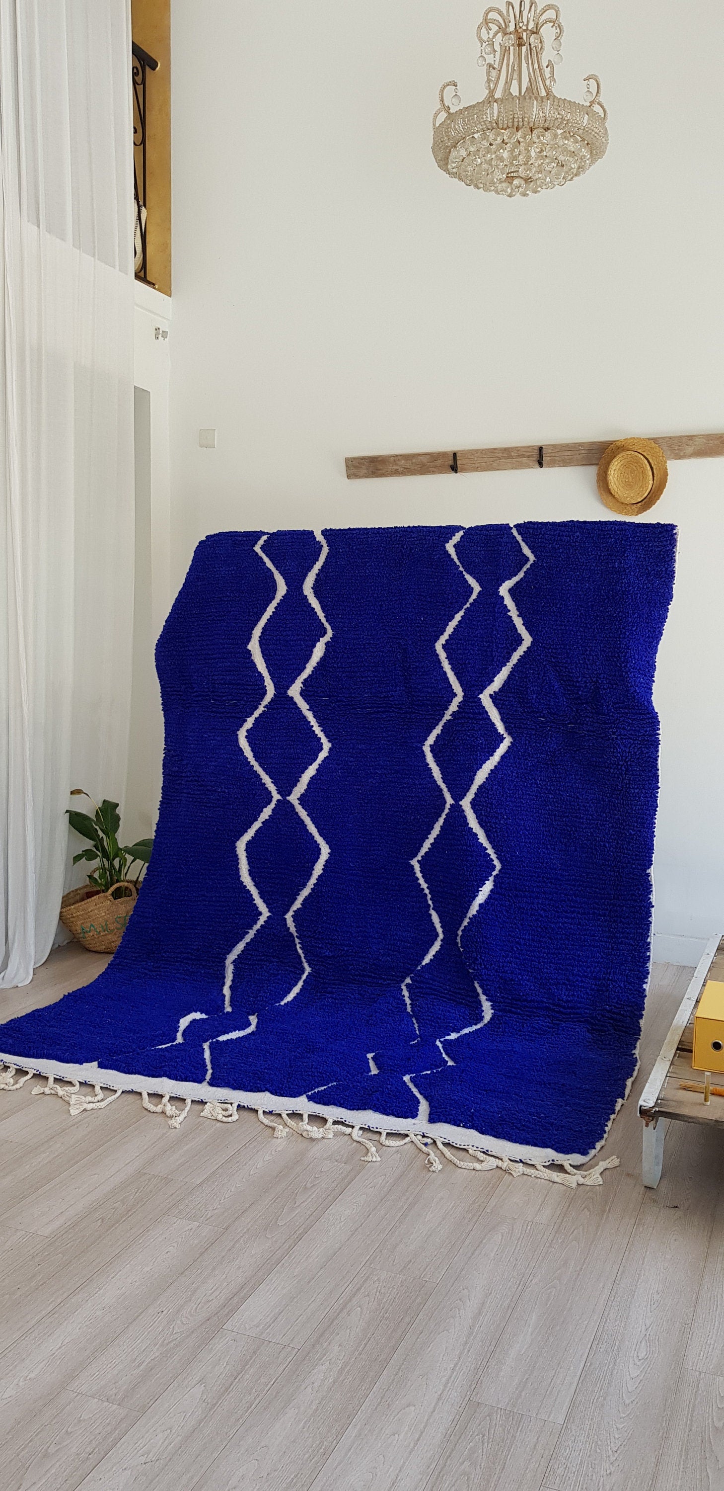 Beni Ourain Rug, Diamond Rug, Blue Rug, Berber Rug, Moroccan Rug, Bedroom Rug, Abstract Rug, Wool Rug