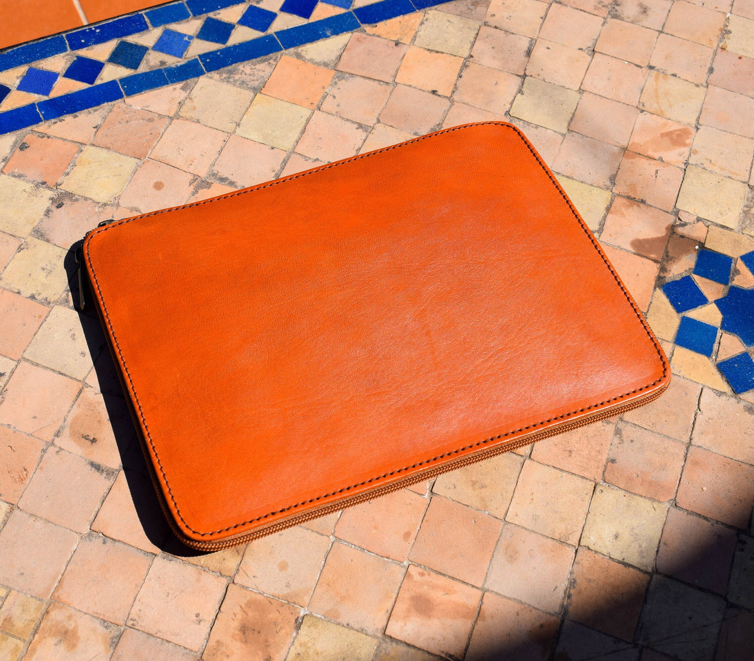 Moroccan Real Leather Handmade Laptop Cover 10 Inch Max, Brown Laptop Sleeve, Leather Laptop Case, Gift for Him or Her, Leather Tab Cover