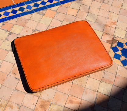 Moroccan Real Leather Handmade Laptop Cover 10 Inch Max, Brown Laptop Sleeve, Leather Laptop Case, Gift for Him or Her, Leather Tab Cover