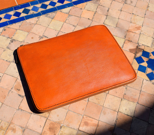 Moroccan Real Leather Handmade Laptop Cover 10 Inch Max, Brown Laptop Sleeve, Leather Laptop Case, Gift for Him or Her, Leather Tab Cover