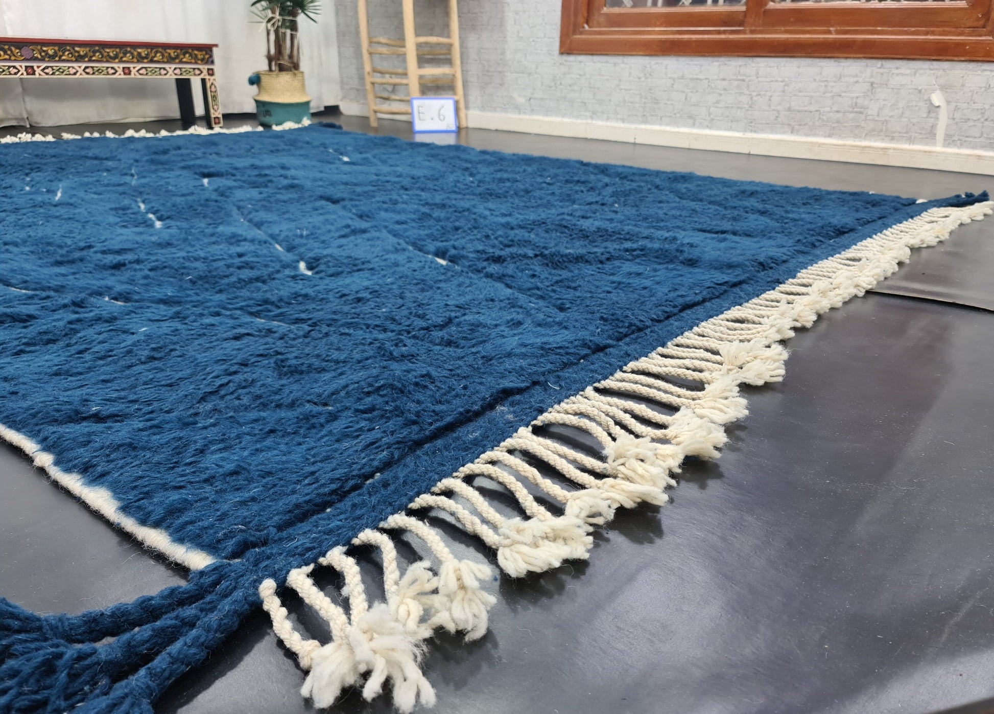 BLUE BENIOURAIN RUG, Moroccan Blue Rug, Area Wool Rug, Geometric Diamond Rug, Aegean Blue Rug, Area Rug, Bohemian Rug, Large Handmade Rug