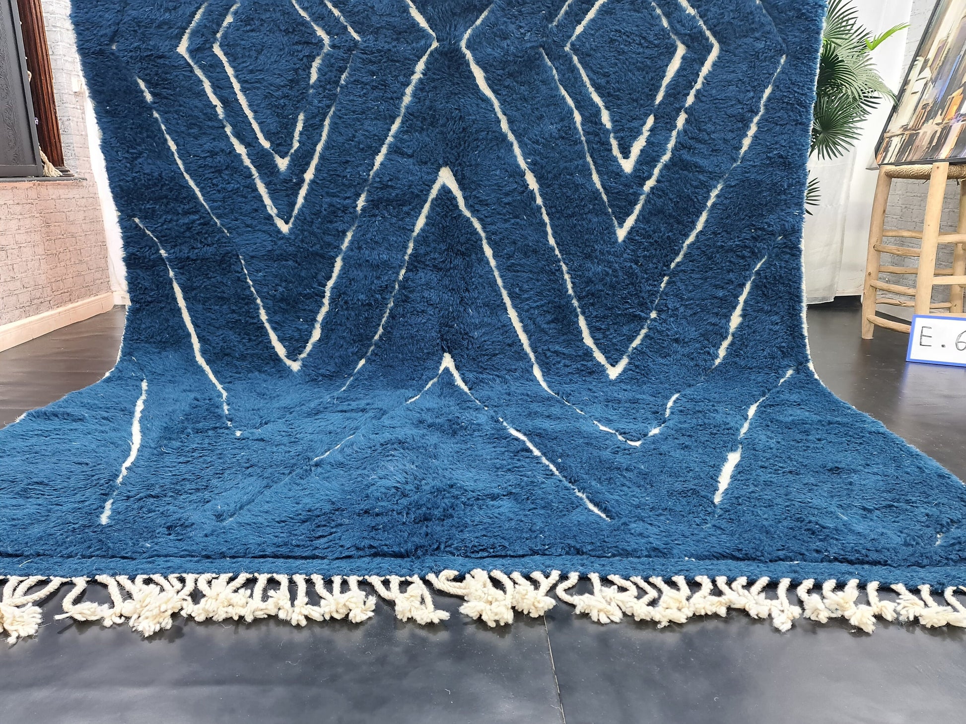 BLUE BENIOURAIN RUG, Moroccan Blue Rug, Area Wool Rug, Geometric Diamond Rug, Aegean Blue Rug, Area Rug, Bohemian Rug, Large Handmade Rug