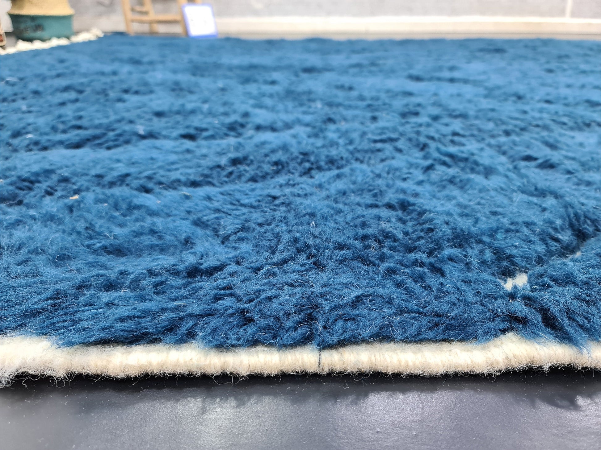 BLUE BENIOURAIN RUG, Moroccan Blue Rug, Area Wool Rug, Geometric Diamond Rug, Aegean Blue Rug, Area Rug, Bohemian Rug, Large Handmade Rug