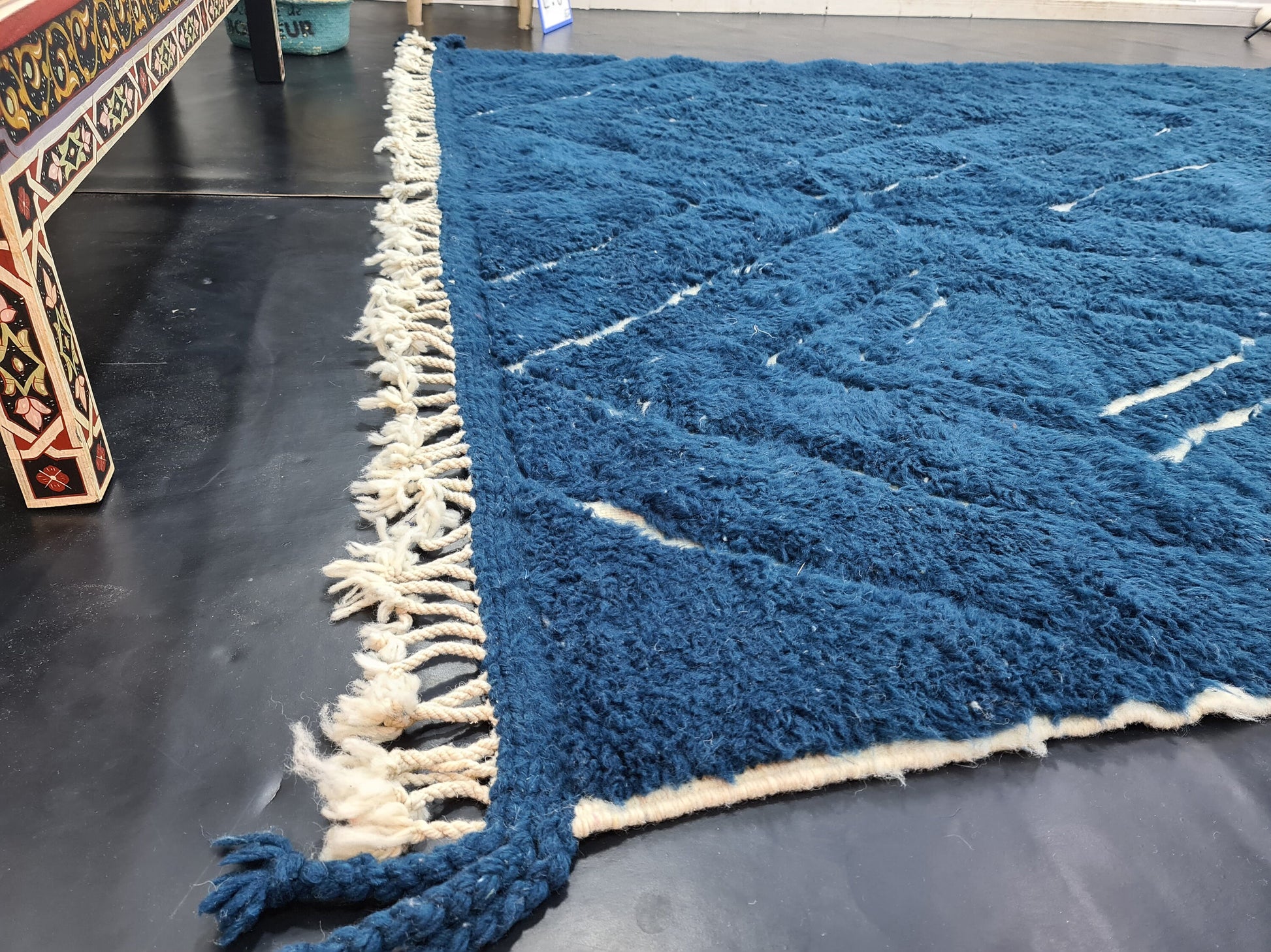 BLUE BENIOURAIN RUG, Moroccan Blue Rug, Area Wool Rug, Geometric Diamond Rug, Aegean Blue Rug, Area Rug, Bohemian Rug, Large Handmade Rug