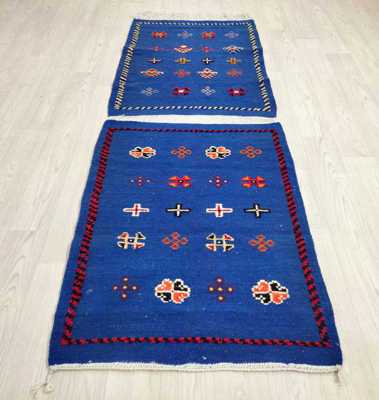 Moroccan Rug Blue, Boho Rug for Bedroom, Rugs and Kilim, Morrocan Rug, Bohemian Rug, Small Berber Rug, Pairs of Small Kilim, Teppich Marokko