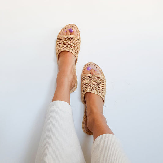 Raffia Shoes Handmade Sandals Summer Mules Moroccan Shoes Raphia Flats Babouch