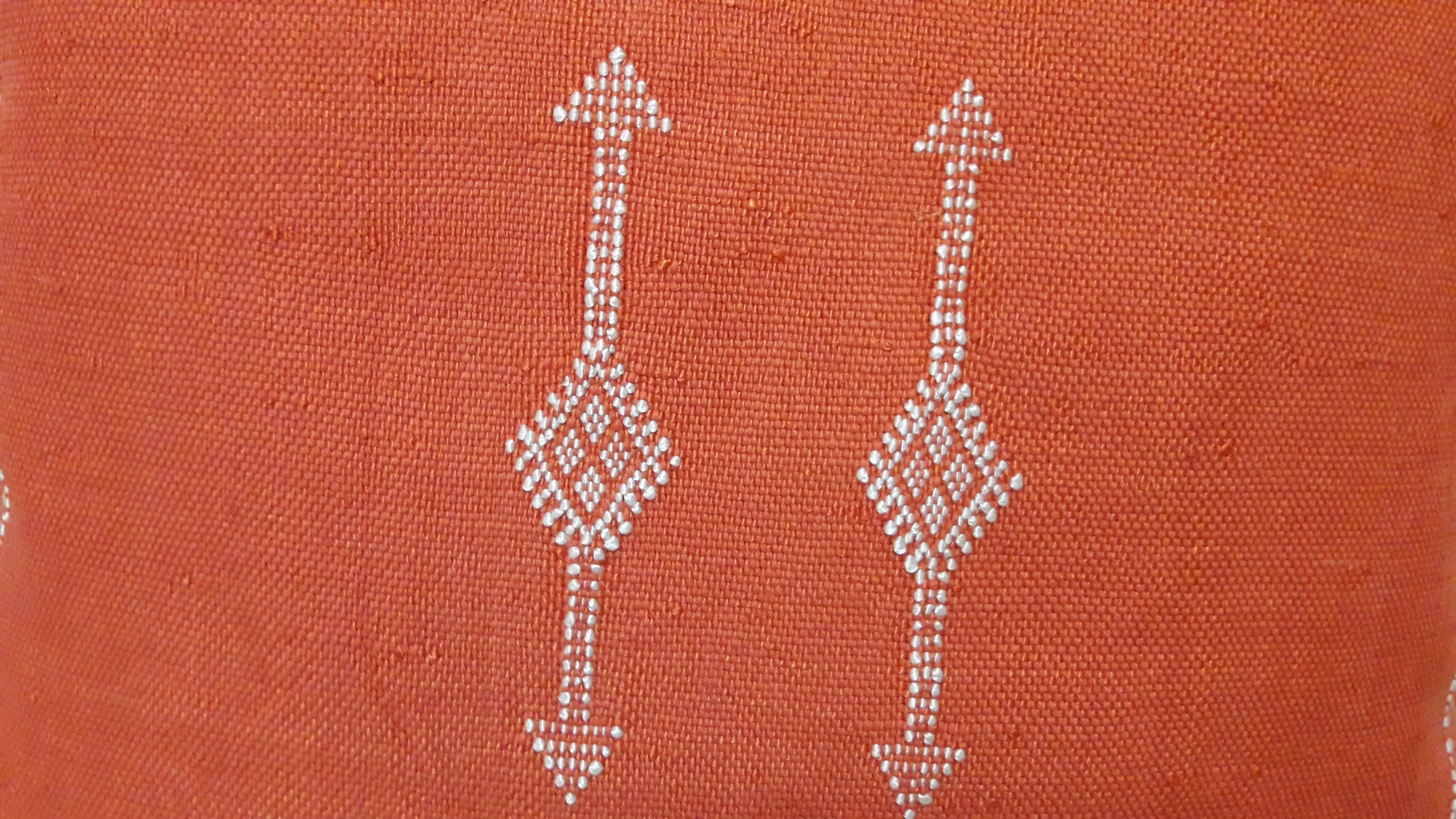 Cactus Silk Pillow Cover - Orange Sabra Pillow - Handmade Morocco Cushion