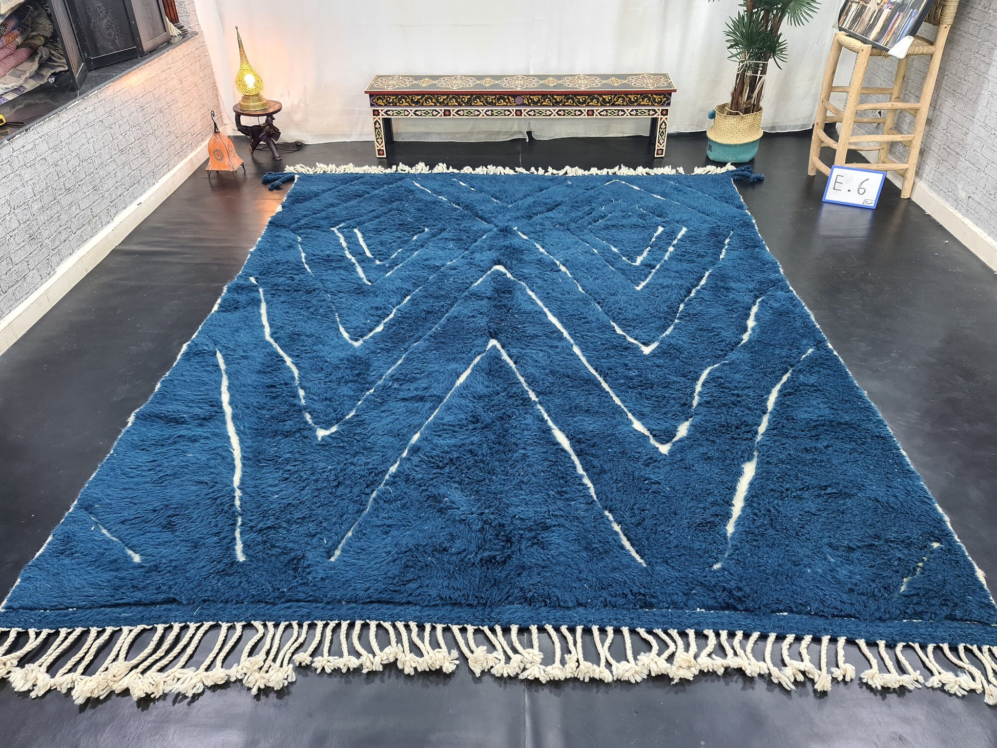 BLUE BENIOURAIN RUG, Moroccan Blue Rug, Area Wool Rug, Geometric Diamond Rug, Aegean Blue Rug, Area Rug, Bohemian Rug, Large Handmade Rug