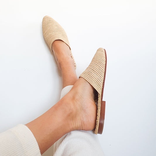 Raffia Shoes, Handmade Slippers, Natural Summer Mules, Moroccan Shoes, High End Raphia Flats, Moroccan Babouch