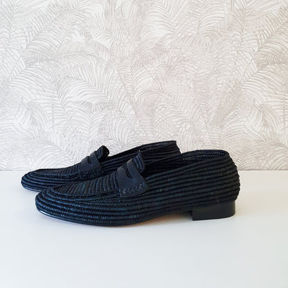Raffia Men Shoes, Men Loafers, Handmade Men Shoes, Moroccan Men Shoes, High End Raphia Loafer, Black Men Loafers
