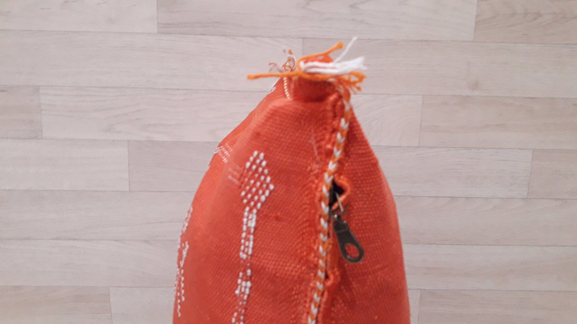 Cactus Silk Pillow Cover - Orange Sabra Pillow - Handmade Morocco Cushion
