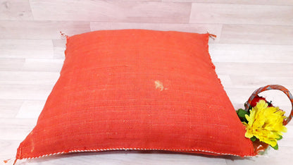 Cactus Silk Pillow - Orange Sabra Pillow - Handmade Morocco Cushion . Moroccan Sabra Cushion-Pillow Case-Moroccan Pillows-Pillow Cover
