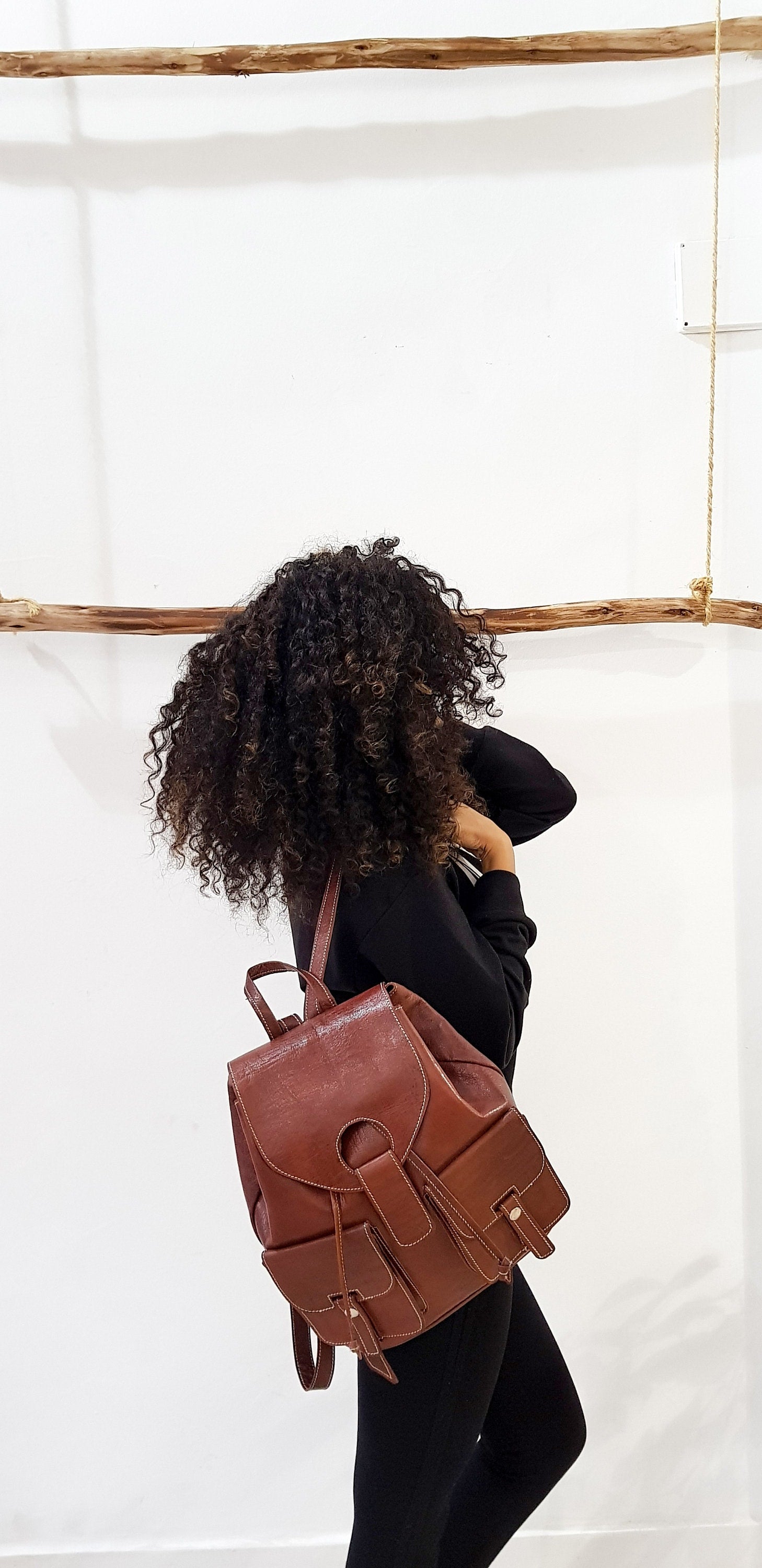 Moroccan Backpack, Real Leather Bag ,Berber Handmade Backpack, Shoulder Bag, Brown Backpack