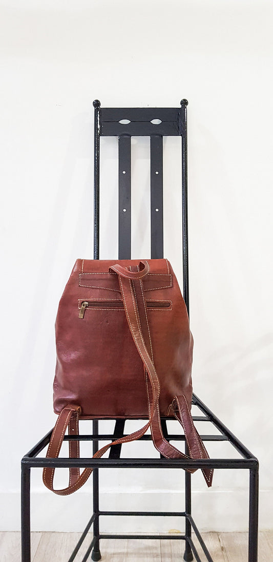Moroccan Backpack, Real Leather Bag ,Berber Handmade Backpack, Shoulder Bag, Brown Backpack