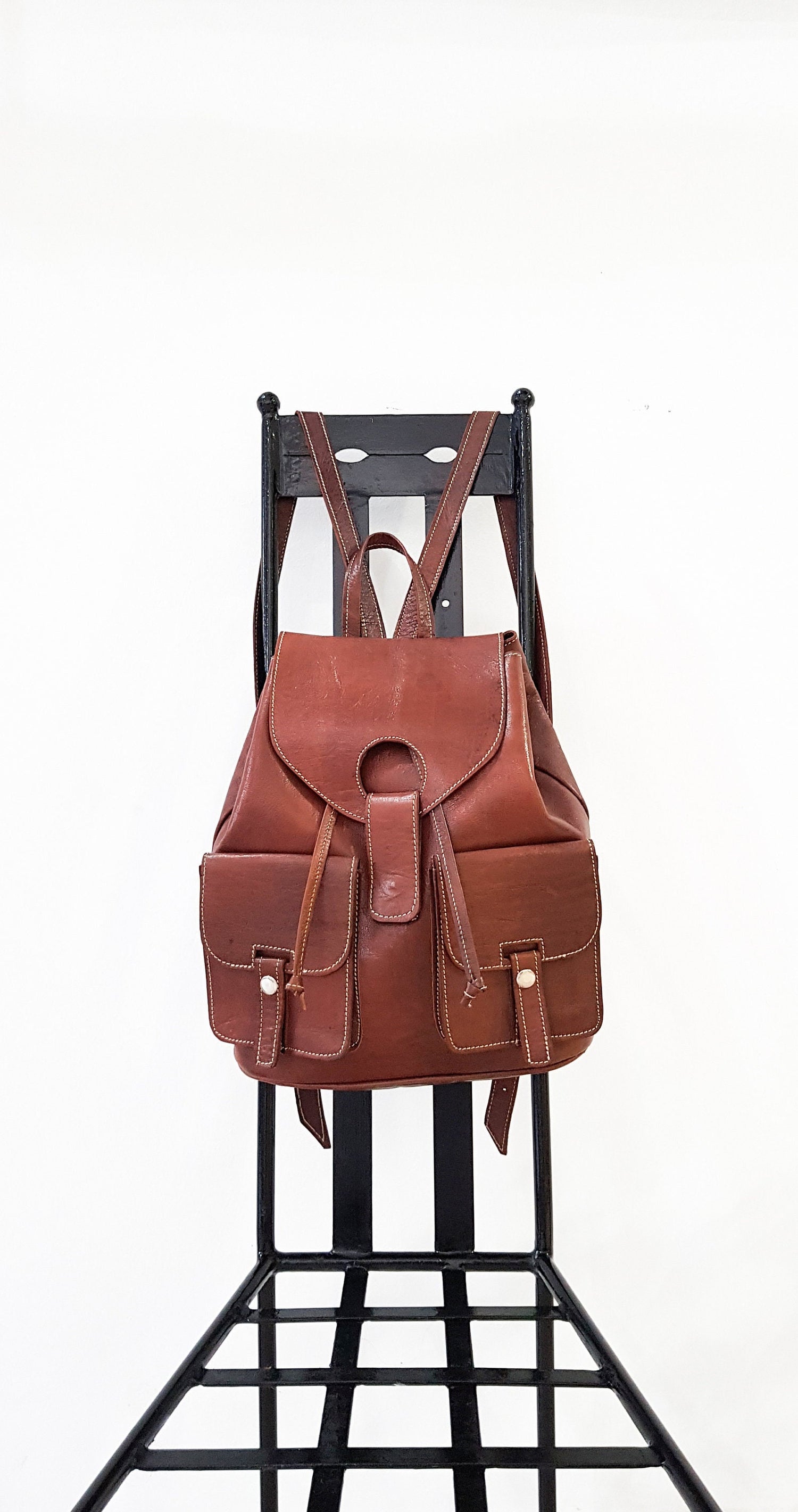 Moroccan Backpack, Real Leather Bag ,Berber Handmade Backpack, Shoulder Bag, Brown Backpack