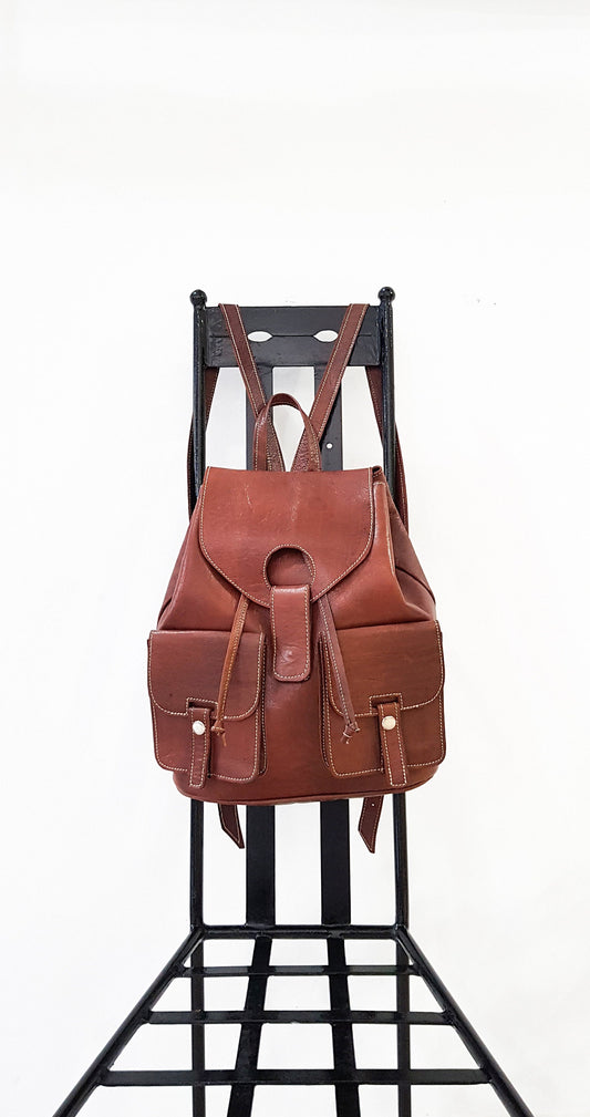 Moroccan Backpack, Real Leather Bag ,Berber Handmade Backpack, Shoulder Bag, Brown Backpack