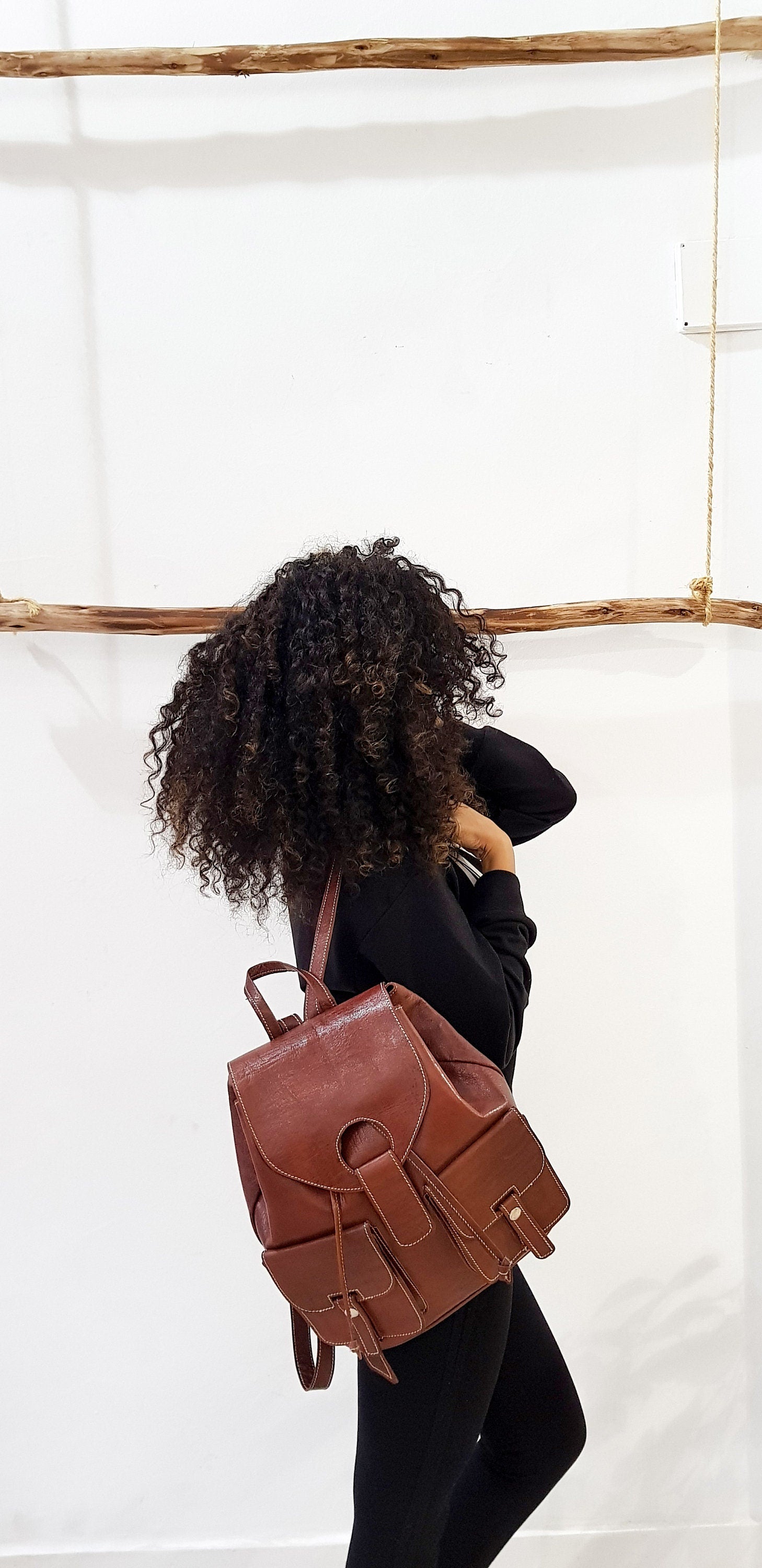 Moroccan Backpack, Real Leather Bag ,Berber Handmade Backpack, Shoulder Bag, Brown Backpack