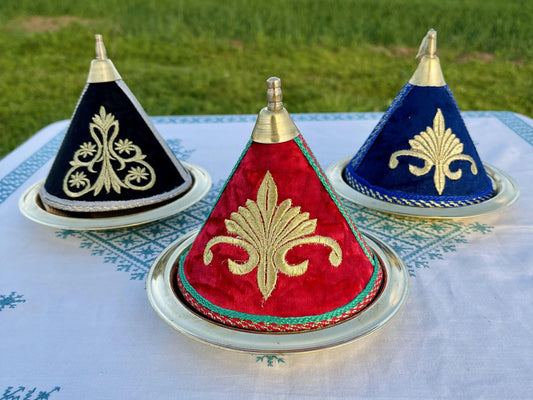 Set of 3 Taifours Copper Tray | Moroccan Tagine Brass Tray | Tagine 100% Copper | Serving Brass Tray | Décorative Tagine