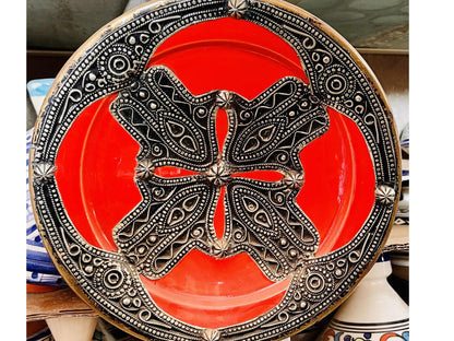 Ceramic Plates, Vintage Good Quality Bowl with Painted Ceramic and Metal, Moroccan Wall Art, Beautiful Handmade Ceramic Plates .