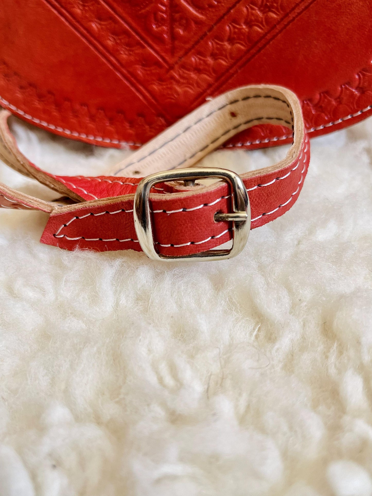 Moroccan Leather Bag, Genuine Leather Crossbody Bag, Moroccan Shoulder Bag, Women'S Leather Bag, Handmade Carved Leather Bag, Red Boho Bag