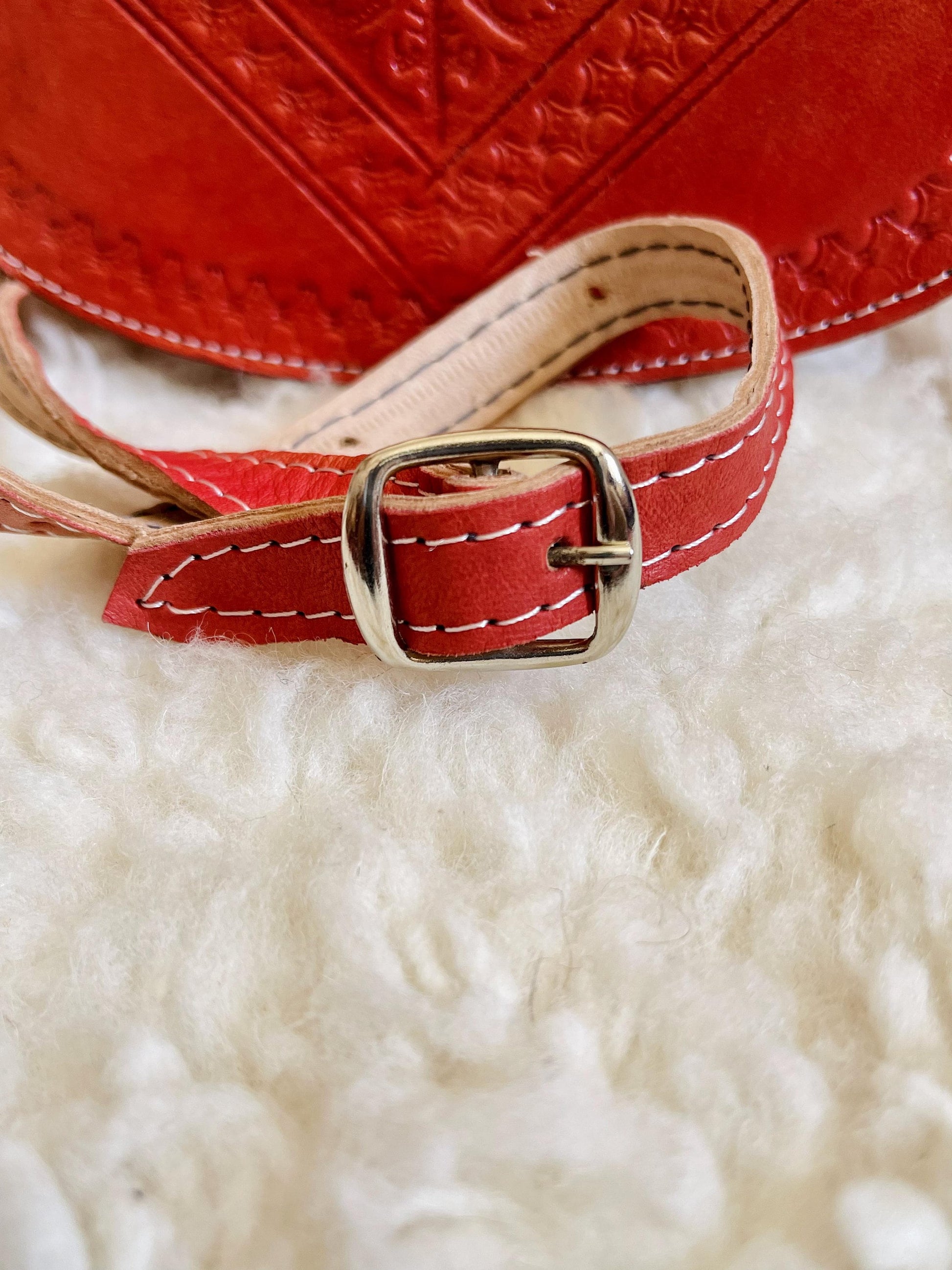 Moroccan Leather Bag, Genuine Leather Crossbody Bag, Moroccan Shoulder Bag, Women'S Leather Bag, Handmade Carved Leather Bag, Red Boho Bag