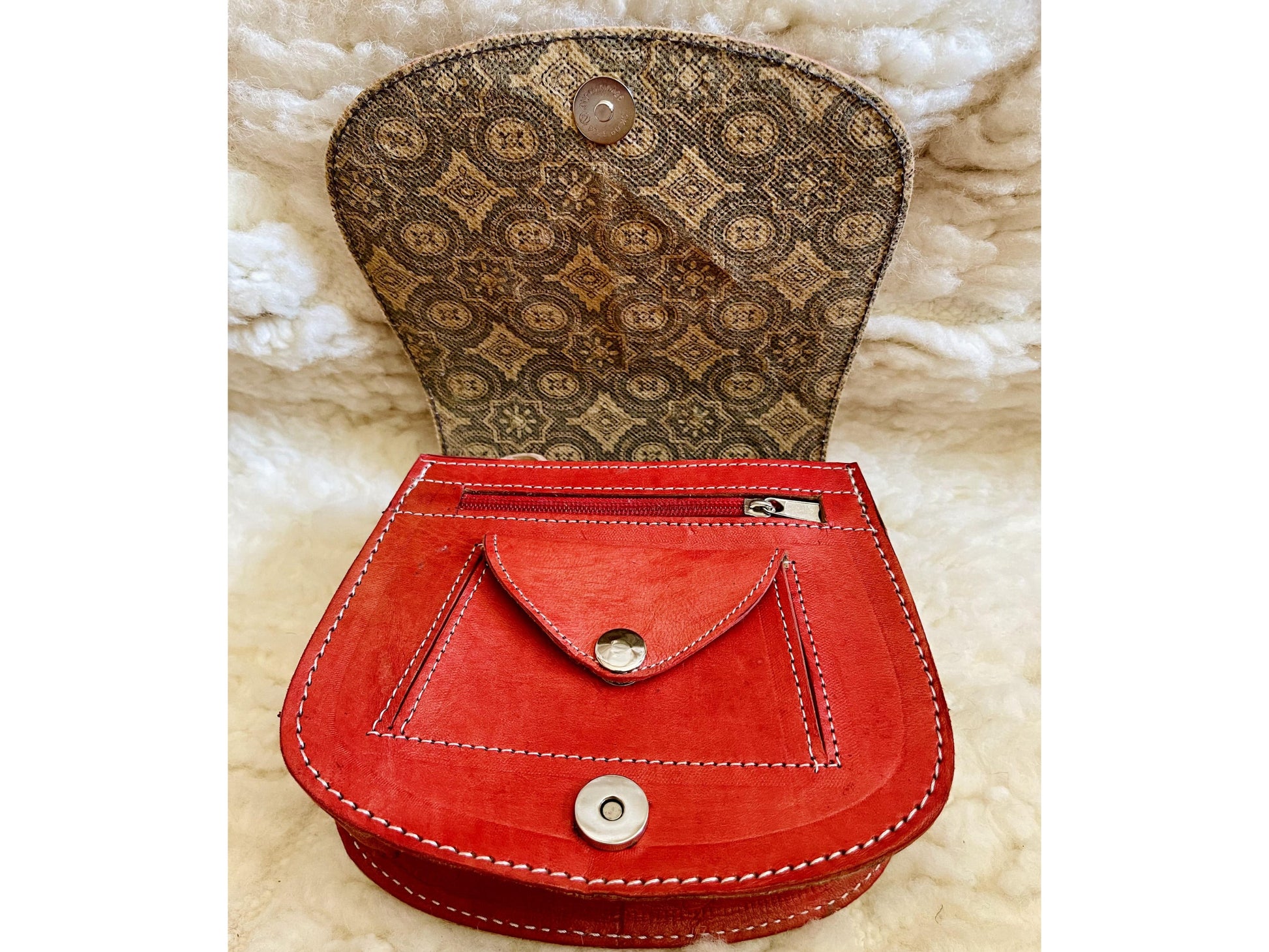 Moroccan Leather Bag, Genuine Leather Crossbody Bag, Moroccan Shoulder Bag, Women'S Leather Bag, Handmade Carved Leather Bag, Red Boho Bag