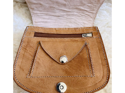 Moroccan Leather Bag, Genuine Leather Crossbody Bag, Moroccan Shoulder Bag, Women'S Leather Bag, Handmade Carved Leather Bag, Brown Boho Bag