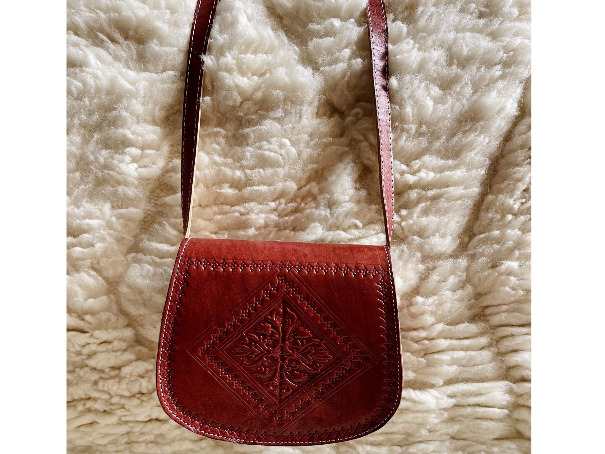 Moroccan Leather Bag, Genuine Leather Crossbody Bag, Moroccan Shoulder Bag, Women Leather Bag, Handmade Carved Leather Bag, Boho Bag