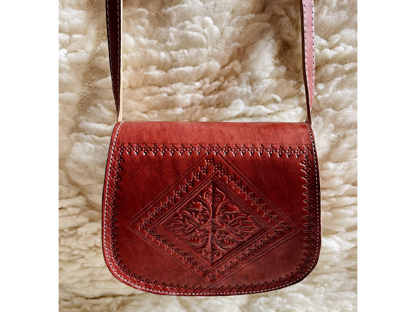 Moroccan Leather Bag, Genuine Leather Crossbody Bag, Moroccan Shoulder Bag, Women Leather Bag, Handmade Carved Leather Bag, Boho Bag