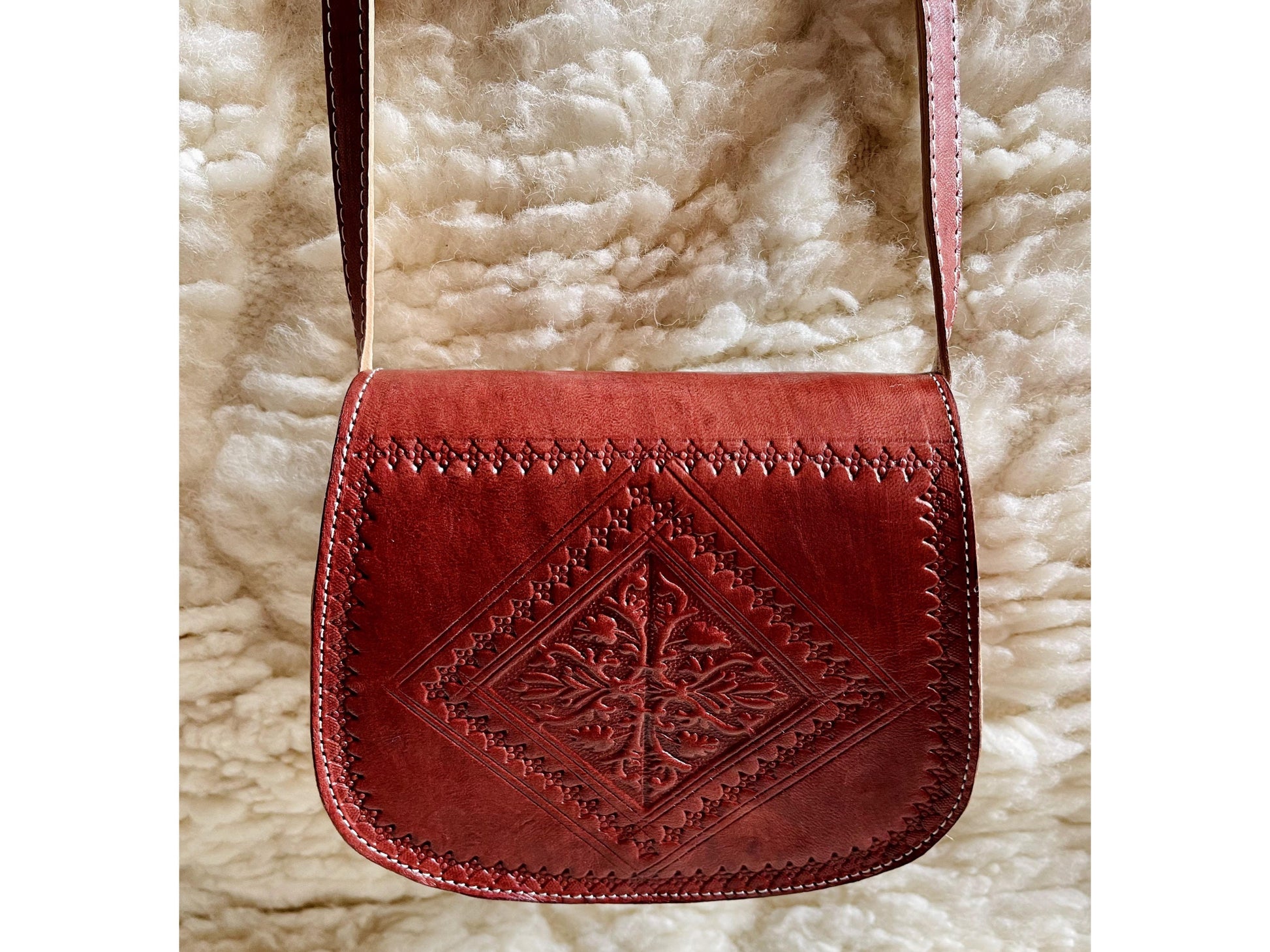 Moroccan Leather Bag, Genuine Leather Crossbody Bag, Moroccan Shoulder Bag, Women Leather Bag, Handmade Carved Leather Bag, Boho Bag