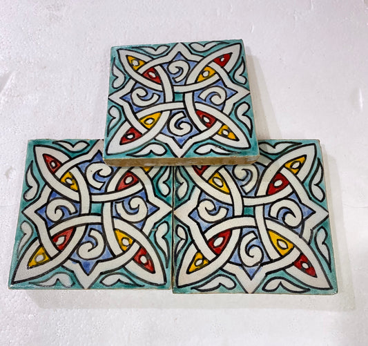 Moroccan Zellige, Handmade and Hand-Painted Moroccan Tiles, 10/10 Cm Decorative Tiles, Moroccan Tiles.