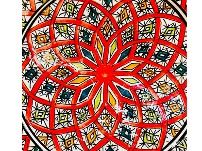 Ceramic Plate, Handmade and Hand-Painted Plate, Home and Deco, Pottery Plate, Red Plate, Moroccan Wall Art, Serving Plate, Dinner Plate