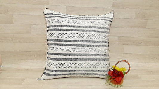 Cactus Silk Pillow Cover, Moroccan Boho Throw Pillow , Hand Woven Berber Pillow, Sabra Cactus Silk Cushion,Home Decor