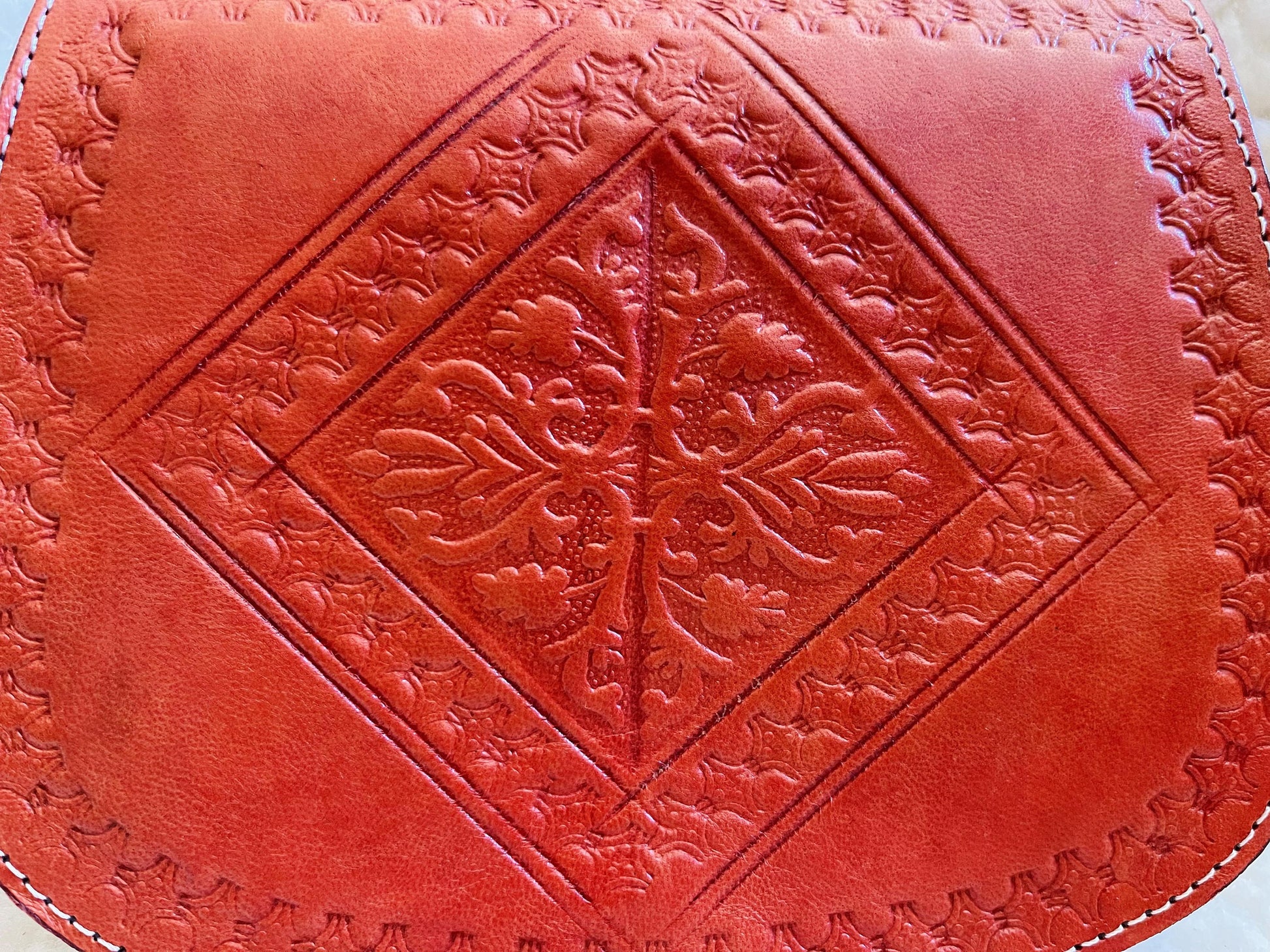 Moroccan Leather Bag, Genuine Leather Crossbody Bag, Moroccan Shoulder Bag, Women'S Leather Bag, Handmade Carved Leather Bag, Red Boho Bag
