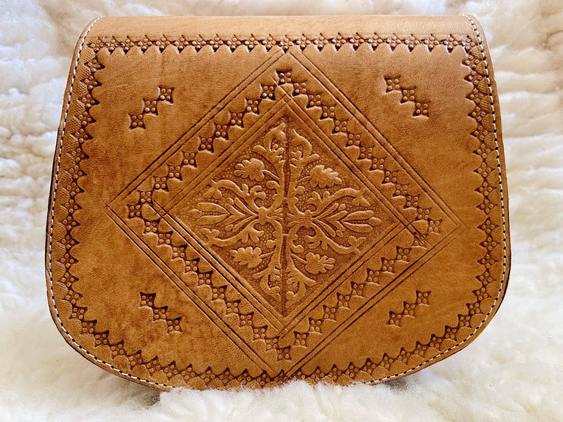 Moroccan Leather Bag, Genuine Leather Crossbody Bag, Moroccan Shoulder Bag, Women'S Leather Bag, Handmade Carved Leather Bag, Brown Boho Bag