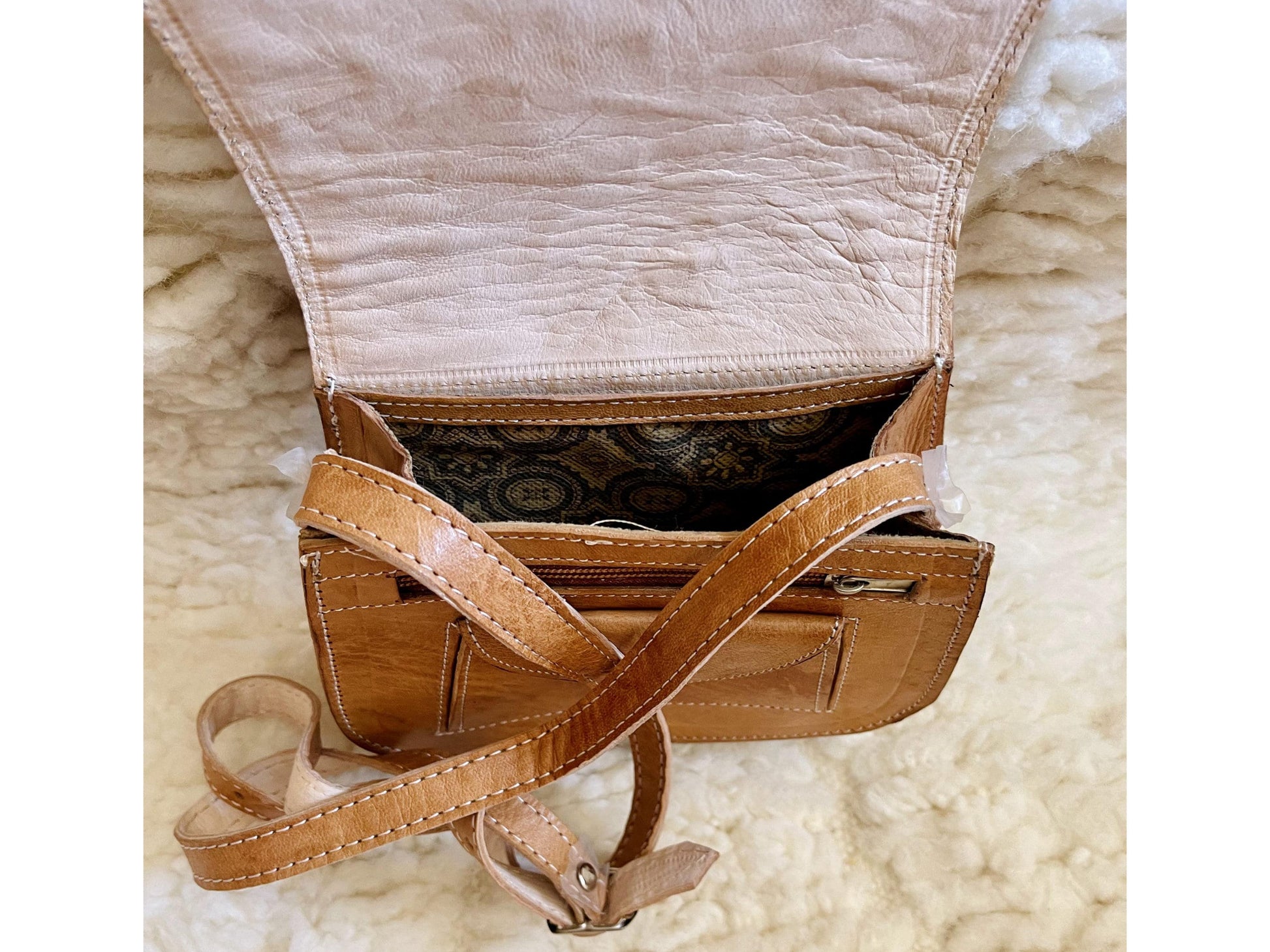 Moroccan Leather Bag, Genuine Leather Crossbody Bag, Moroccan Shoulder Bag, Women'S Leather Bag, Handmade Carved Leather Bag, Brown Boho Bag