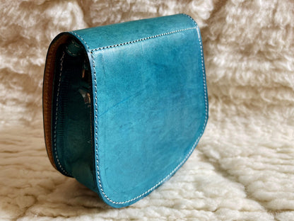 Moroccan Leather Bag, Genuine Leather Crossbody Bag, Moroccan Shoulder Bag, Women'S Leather Bag, Handmade Carved Leather Bag, Turquoise Bag