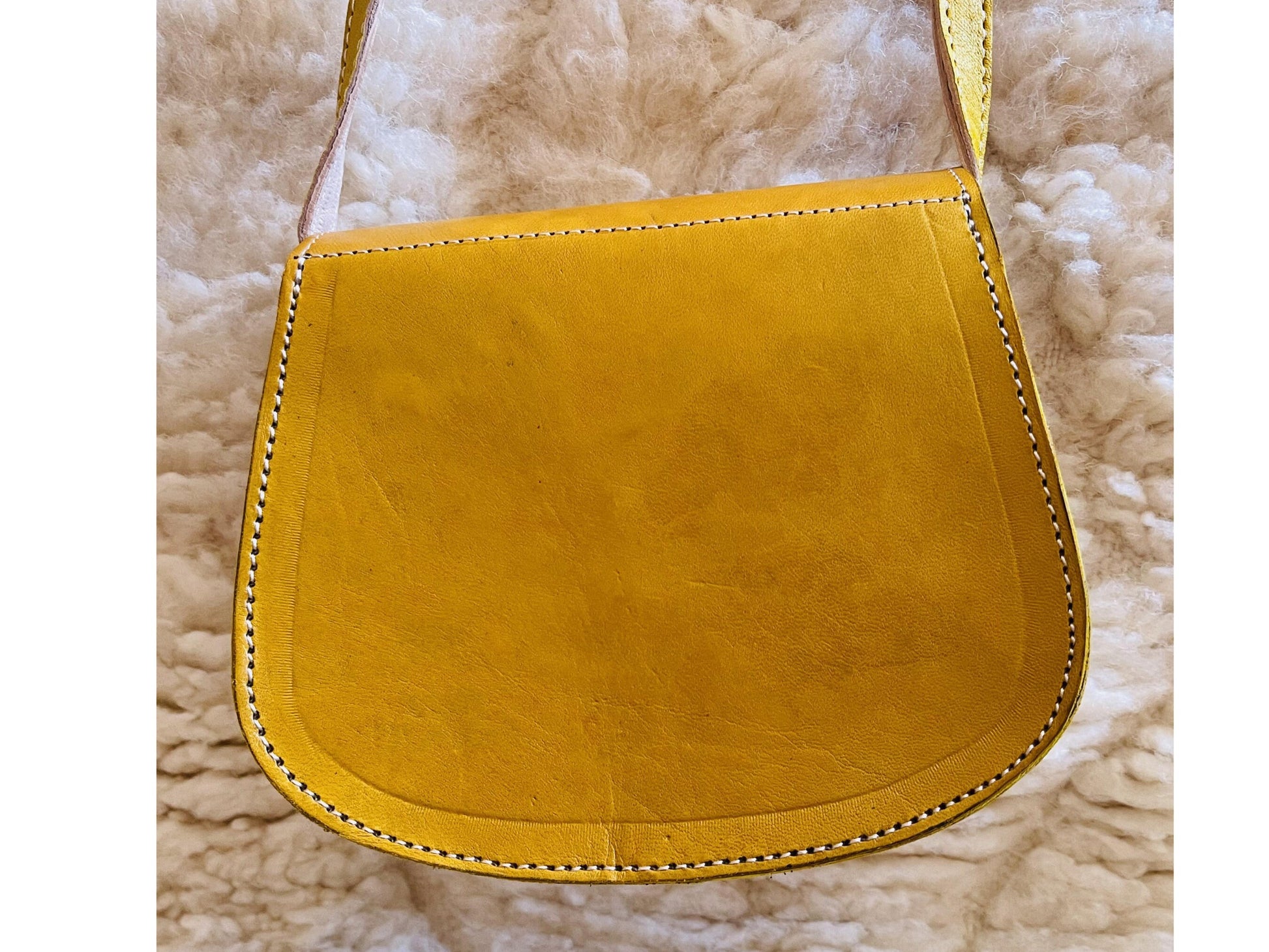 Moroccan Leather Bag, Genuine Leather Crossbody Bag, Moroccan Shoulder Bag, Women Leather Bag, Handmade Carved Leather Bag, Yellow Boho Bag