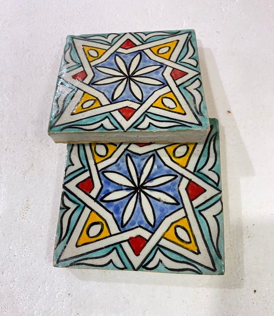 Moroccan Zellige, Handmade and Hand-Painted Moroccan Tiles, 10/10 Cm Decorative Tiles, Moroccan Tiles.