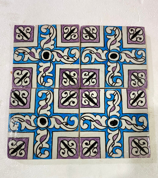 Moroccan Zellige, Handmade and Hand-Painted Moroccan Tiles, 10/10 Cm Decorative Tiles, Moroccan Tiles.