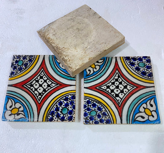 Moroccan Zellige, Handmade and Hand-Painted Moroccan Tiles, 10/10 Cm Decorative Tiles, Moroccan Tiles.