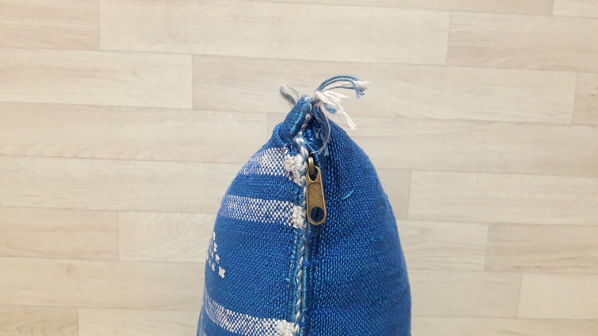 Cactus Silk Cushion Cover - Blue Sabra Pillow - Handmade Morocco Cushion