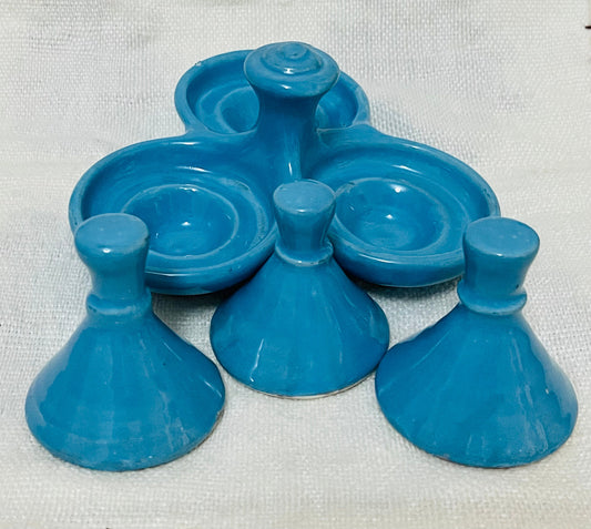 Moroccan Handmade Spice Tagine, Salt and Pepper Pots, Vintage Tagine, Spice Holder, Kitchen Décor, Pepper Condiment, Turquoise Pottery