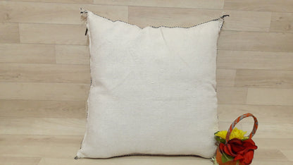 Cactus Silk Pillow Cover, Moroccan Boho Throw Pillow , Hand Woven Berber Pillow, Sabra Cactus Silk Cushion,Home Decor