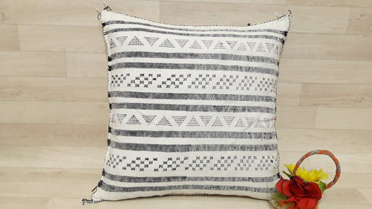 Cactus Silk Pillow Cover, Moroccan Boho Throw Pillow , Hand Woven Berber Pillow, Sabra Cactus Silk Cushion,Home Decor