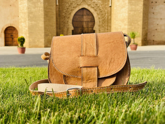 Moroccan Leather Bag, Genuine Leather Crossbody Bag, Moroccan Shoulder Bag, Women'S Leather Bag, Handmade Carved Leather Bag, Boho Bag