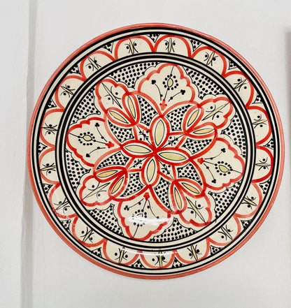 15 " Handmade Moroccan Hand-Painted Ceramic Plate , Home and Deco, Pottery Plate, Moroccan Wall Art, Very Beautiful Moroccan Antique Decor