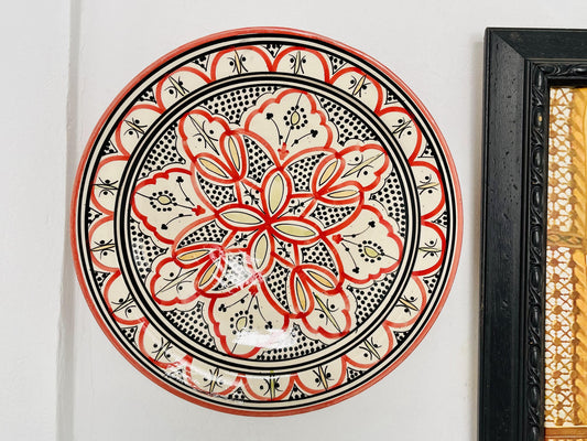 15 " Handmade Moroccan Hand-Painted Ceramic Plate , Home and Deco, Pottery Plate, Moroccan Wall Art, Very Beautiful Moroccan Antique Decor