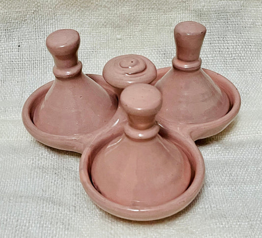 Moroccan Handmade Spice Tagine, Salt and Pepper Pots, Vintage Tagine, Spice Holder, Kitchen Décor, Pepper Condiment, Pink Pottery