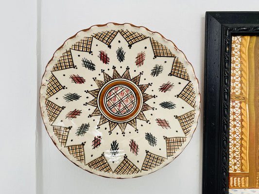 15 " Hand-Painted Original Ceramic Plate, Pottery Plate, Home and Deco, Moroccan Wall Art, Moroccan Antique Decor, Large Plate